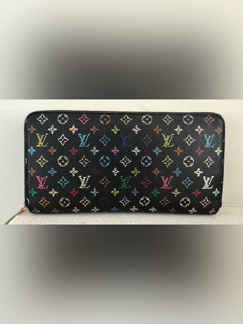 LOUIS VUITTON Murakami Multicolor Zippy Zip Around Wallet Black